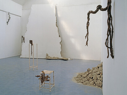 Federico De Leonardis, Museo V, detriti, bronzo, ferro, legno, catene, installazione ambientale, 2007