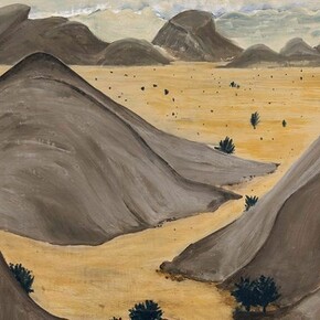 Henrietta Simson, Travel Special - Ultimate Sahara, Oil and pigment on gesso panel, 25.5 x 23.6 in. (65 x 60 cm)