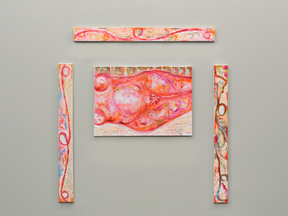 Jutta Koether, Centre de recherche, 2014, Oil on canvas, 127 x 122 cm, Courtesy of Campoli Presti, London / Paris