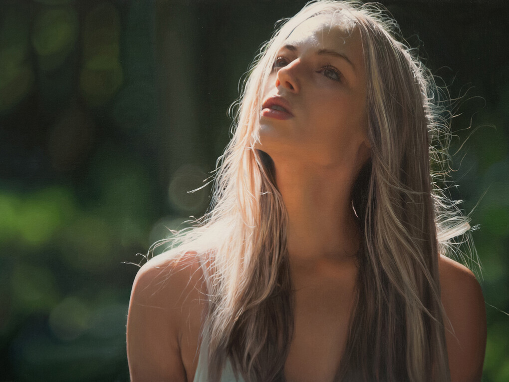 Yigal Ozeri, Untitled; Zuzanna, 2013, oil on canvas, 20x30 inches