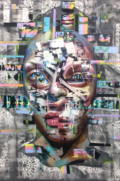 Justin Bower, “Godliness,” Oil on canvas 7 x 6’ 2015