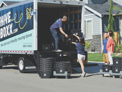 The moving truck and helpers to relocate
