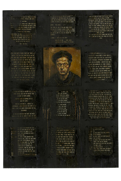 Black on Black, 2017. 49” x 36”. Mixed Media on Plywood. Courtesy of John Mellencamp.