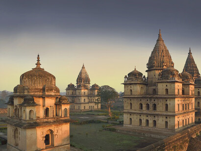 The cenotaphs of Bundela Kings on the bank of River Betwa are known locally as the chhatris