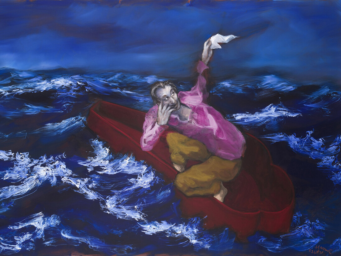Gérard Garouste, Le Sarcophage, 2012, huile sur toile,
130 x 195 cm. Collection particulière. © Photo DR. © Adagp Paris 2015
