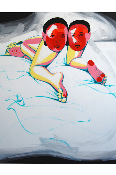 David Humphrey, Two Mugs, 2013, Acrylic on canvas, 54 x 44 inches, 137.2 x 111.8 cm