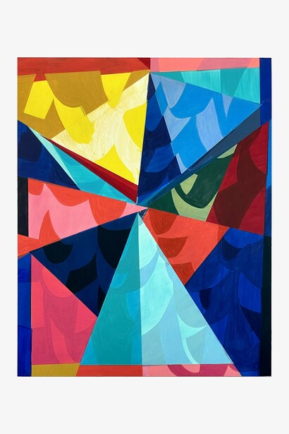 Sarah Brenneman, Schism, 2024, 30 x 24, Acrylic and Watercolor on Panel. Courtesy of the artist, Garvey | Simon and McKenzie Fine Art