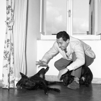 Sordi in casa con i suoi cani (1955) @ Reporters Associati & Archivi Srl