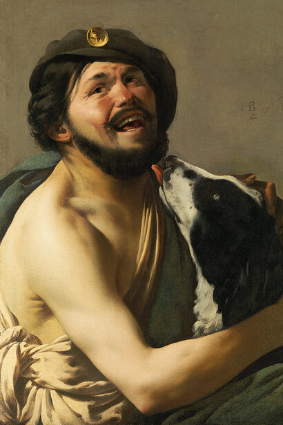 Hendrick Ter Brugghen (1588-1629)
“Bravo” qui rit avec son chien (Diogène ?)
1628
Huile sur toile
83,2 x 68,5 cm
© Hohenbuchau Collection on Permanent Loan
to Liechtenstein. The Princely Collections, Vienna.
