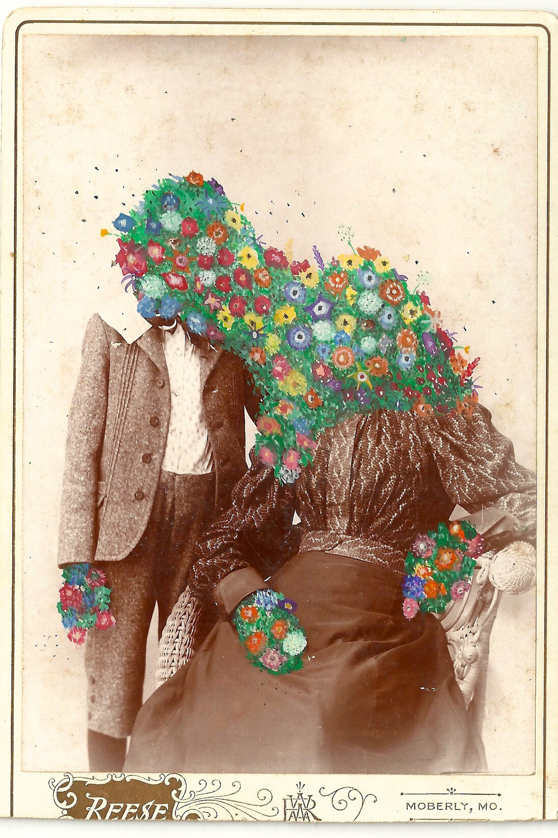 Tom Butler, Mob & Mo, 2015, Gouache on Albumen print, 16.5 x 10.5 cm