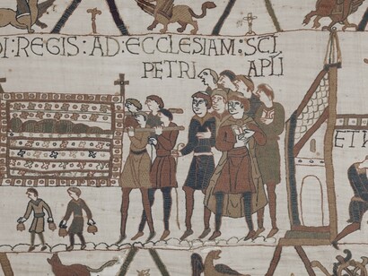 Escena del tapiz de Bayeux en la que se representa la procesión fúnebre del rey Eduardo el Confesor
