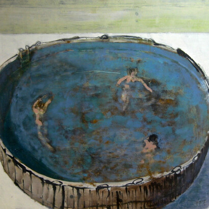 David Konigsberg, Round Above Ground, 2014, oil on canvas mounted on panel , 32 x 35 inches