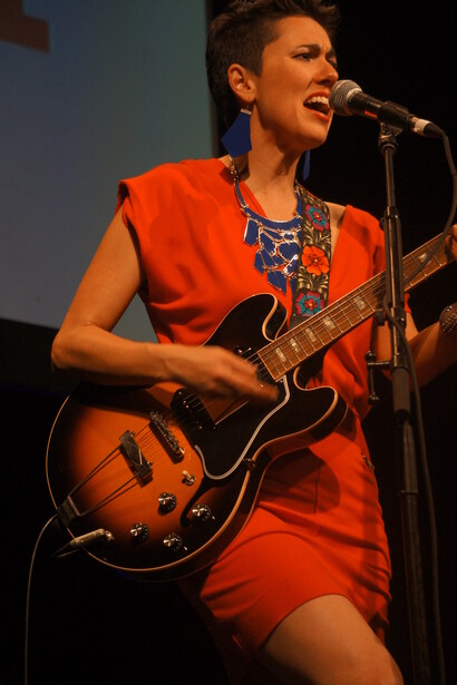 Austin's Gina Chavez performing at the Unidos: Liberty, Justice and Music for All concert, SXSW 2017. Photo: Catalina Maria Johnson