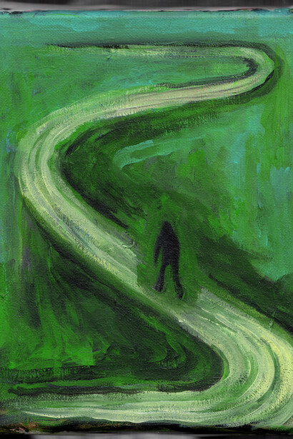 "La Route", 2015, acrylique sur toile, 24x19 cm, courtesy of galerie Anne Barrault