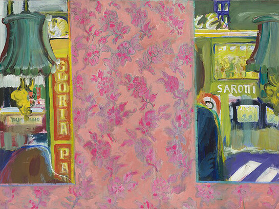 Christa Dichgans, “Tapete mit Spiegeln”, 1964, caparol pastel on canvas in artist frame
