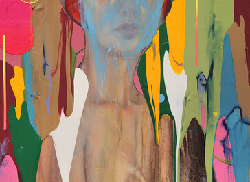 Erik Jones, A Colorful Malady, 41x51cm-16x20 inch. Watercolor, colored pencil, water-soluble wax pastel, acrylic on Rives bfk paper