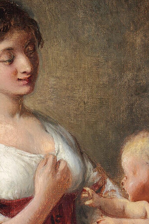 "Mujer italiana sentada con su hijo infante", Wilhelm Marstrand, entre 1828 y 1873
