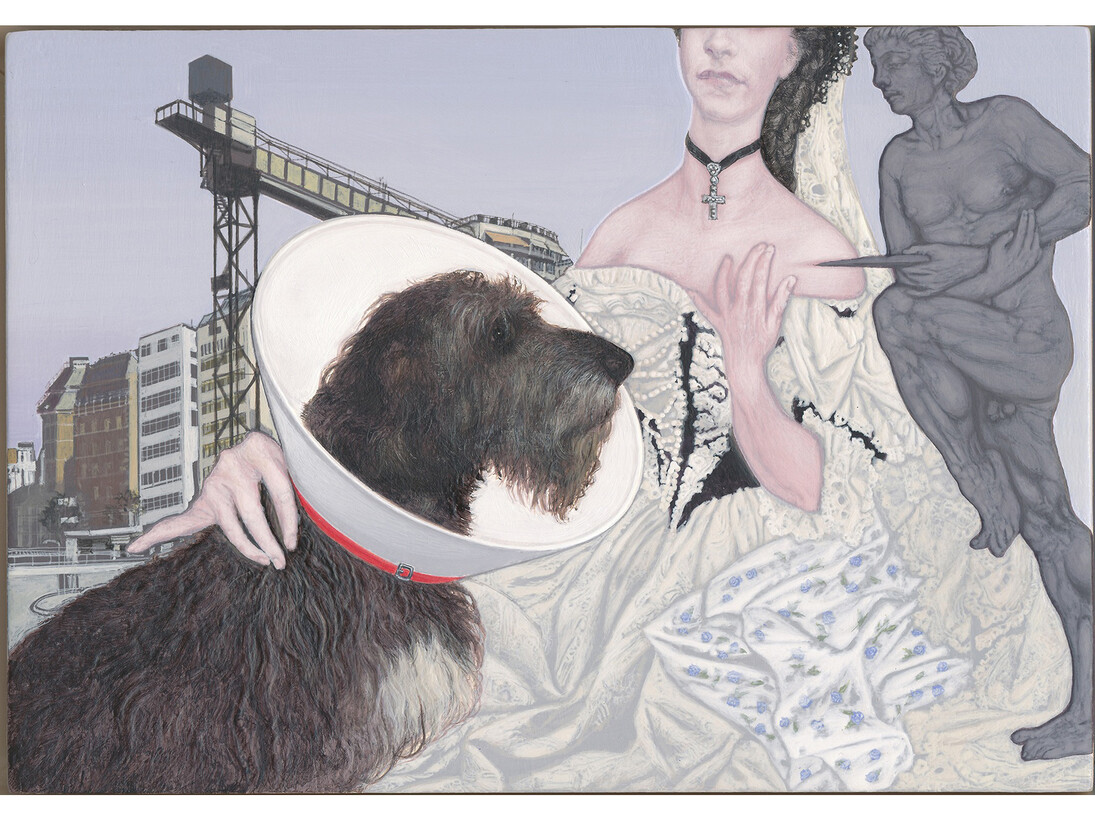Emmanouil Bitsakis, Elizabethan Collar, 2014, acrylic on wood, 15 x 21 cm, Courtesy Kalfayan Galleries, Athens - Thessaloniki

