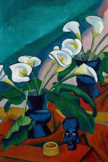 Max Pechstein, Still life with flowers and New Ireland mask, 1917. Courtesy of Kunsthal
