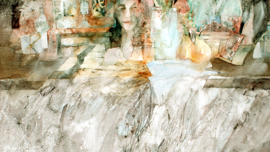 Shirley Trevena RI, Still Life with Clay Head