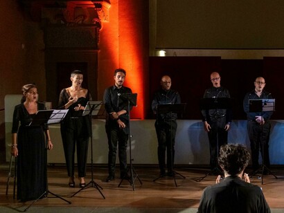 Auditorium di Sant’Apollonia, Firenze. L’Homme Armé, presidente Renato Baldassini, direttore artistico Fabio Lombardo che sono anche i due fondatori, durante un concerto © Jacopo Santini