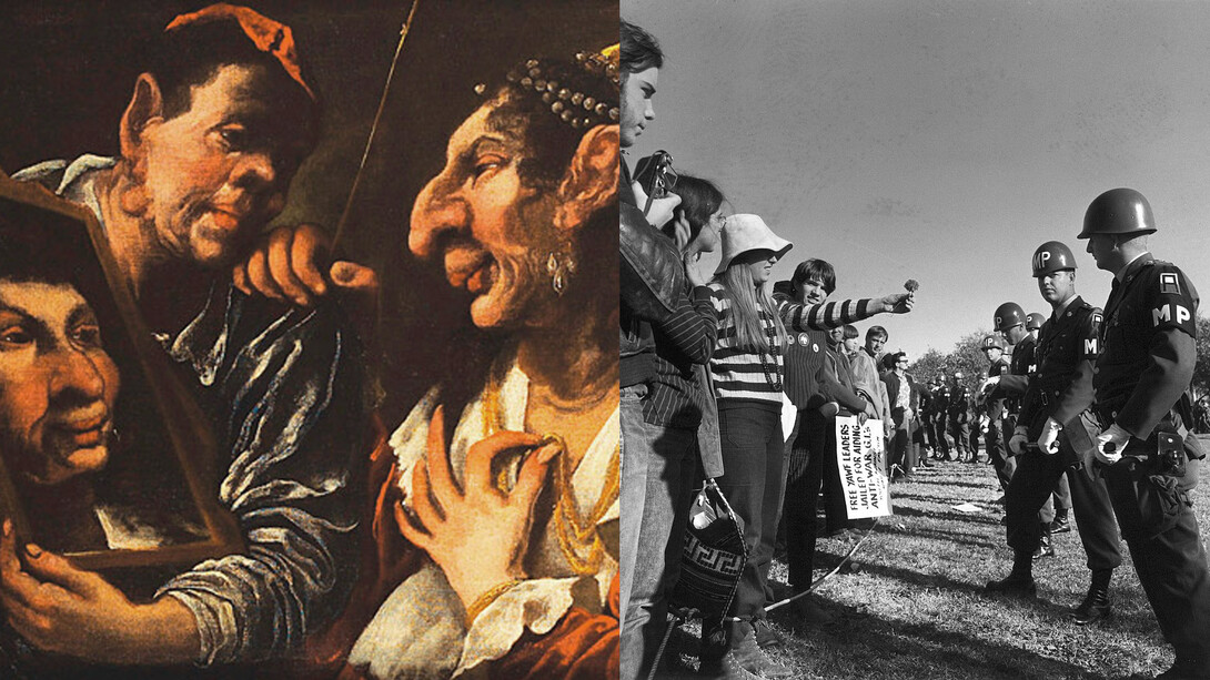 Pietro della Vecchia, Allegoria della vanità; Protesta manifestazione pacifista Vietnam War