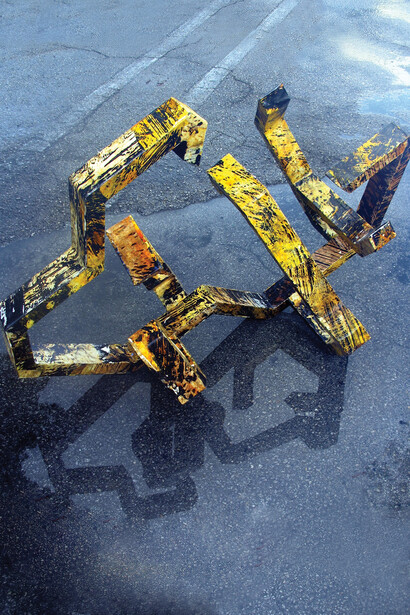 Jorge Enrique, Permutation series 2014, Vessel 3, mixed media vertical photo  