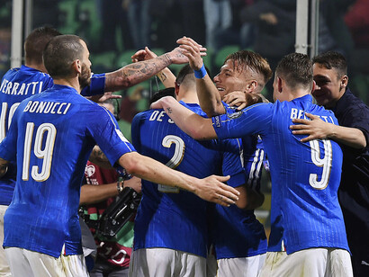 Gli Azzurri dopo il primo goal