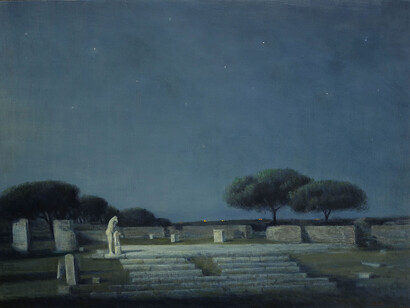 Ettore De Conciliis, Temple of Hercules, Evening (2012), Oil on Canvas, 94.5 x 127.5 cm, Courtesy of Il Cigno GG Edizioni