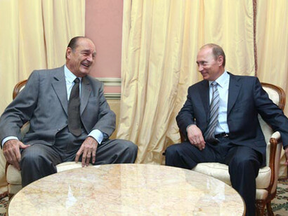 Le président du gouvernement de la Fédération de Russie, V. V. Poutine, a rencontré l'ancien président de la France, J. Chirac, 30 mai 2008