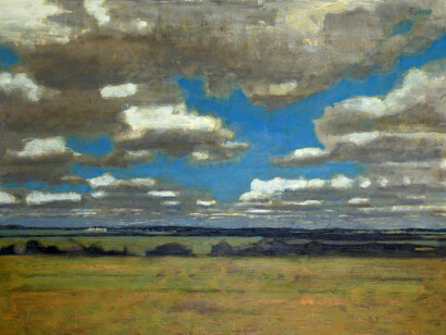 David Konigsberg, Fields Near Germantown, 2014, oil on canvas, 45 x 60 inches
