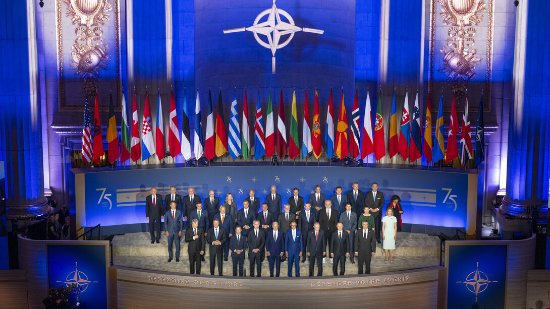 In 2024, President Biden poses for a family photo with NATO leaders in Washington, D.C, USA