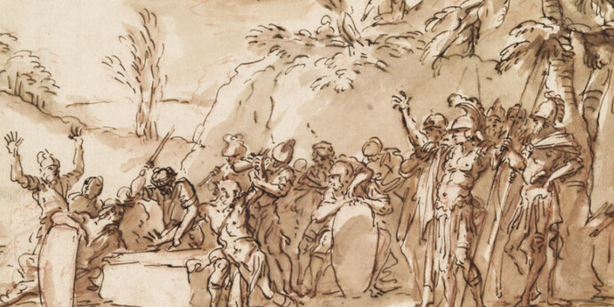 Salvator Rosa (1615–1673), König Kroisos wird von seinem stummen Sohn vor den Persern gerettet, um 1663
