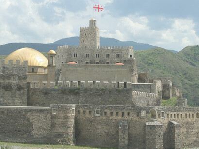 Restored Rabati Castle, viewed from the north, highlighting its impressive architecture and historical features