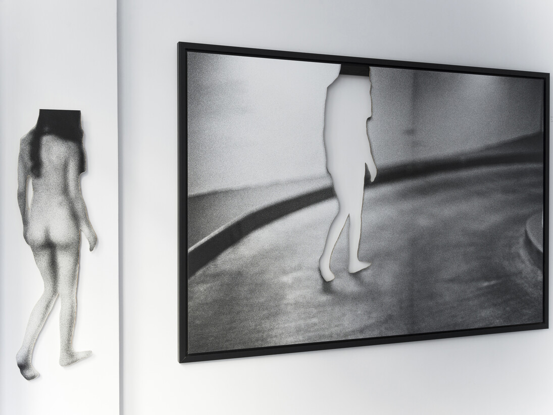 Rachel Rom, Naked Fragmented, FR 2009-14, Gelatin silver print mounted on aluminum, 126 x 180 cm & 30 x 100 cm. Photo: A. Chevrot. © Rachel Rom. Courtesy Galerie E.G.P