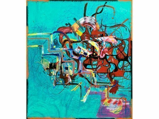 Joanne Greenbaum, "Untitled", 2014, oil, ink and crayon on canvas, 90 x 80 in., 228.6 x 203.2 cm