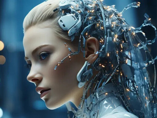 Representación gráfica de un androide con inteligencia artificial