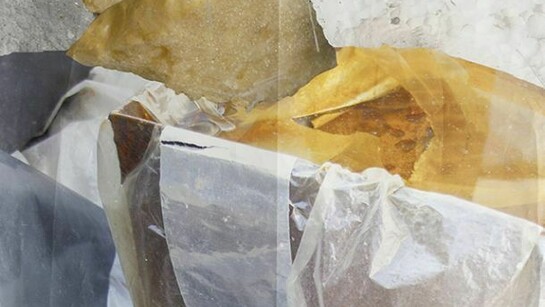 Leo Babsky Untitled (Marble Effect Versace I), detail, 2013, digital print on vintage catalogue page, 53 x 37 cm