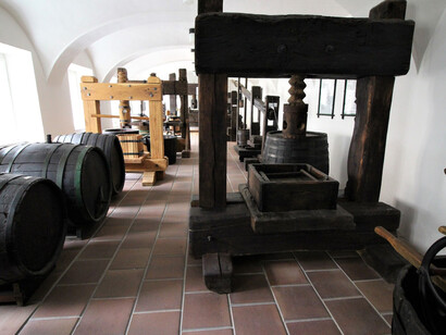 Exposition of Historic Wine Presses and Wine-Making Tools. Courtesy of National Museum of Agriculture