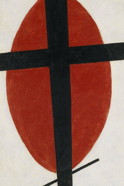 "Suprematismo místico (cruz negra sobre óvalo rojo)", óleo sobre lienzo, 1920-22, Kazimir Malevich