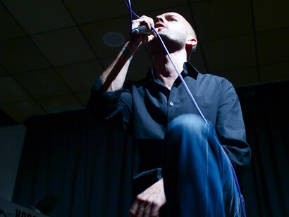 Luca Pancaldi durante un'esibizione