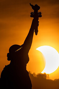 Statue of Liberty, annular solar eclipse, New York, United States
