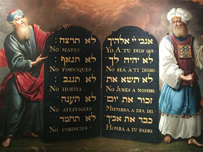 Moses and Aaron with the 10 Commandments by Aron de Chavez in 1674