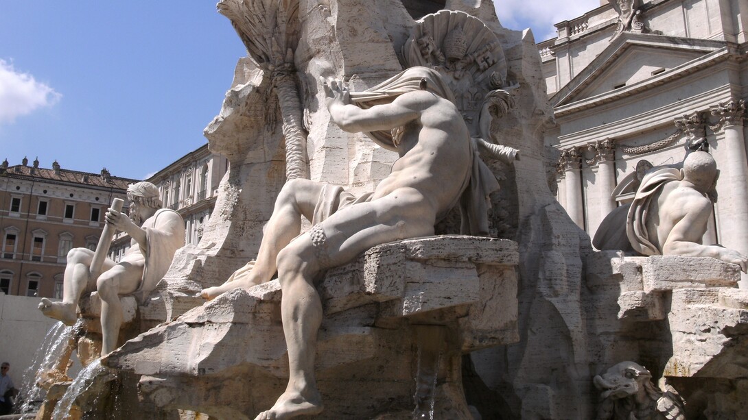 Gian Lorenzo Bernini, "Fontana dei Quattro Fiumi", 1648-1651, dettaglio. Piazza Navona, Roma, Italia