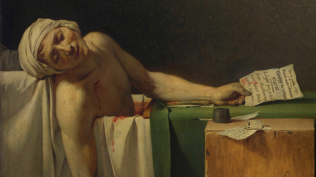 La muerte de Marat, 1793. Óleo sobre lienzo. En esta obra Jacques-Louis David retrata el aislamiento, la fragilidad humana y los documentos que sobreviven a la muerte de su autor