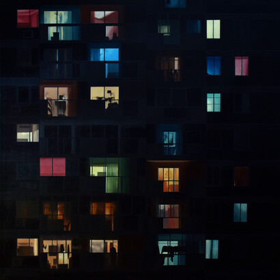 Marta Mez, Lockdown, olio su tela, 200x200, 2020