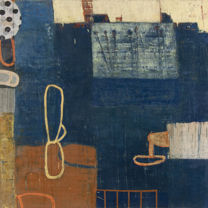 Sammy Peters, Inevitable-collected; destiny; 2019, Oil & mixed media on canvas, 48 x 48 in. Courtesy of LewAllen Galleries