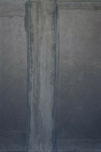 Laura Manuel, Blue Line, Acrylic and Sand on Canvas 36 x 48"/2024