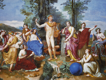 Antón Rafael Mengs (1728-1779)  
"Apolo, Mnemosyne y las nueve musas"
1761
fresco
Galería de la Villa Albani-Torlonia, Roma
