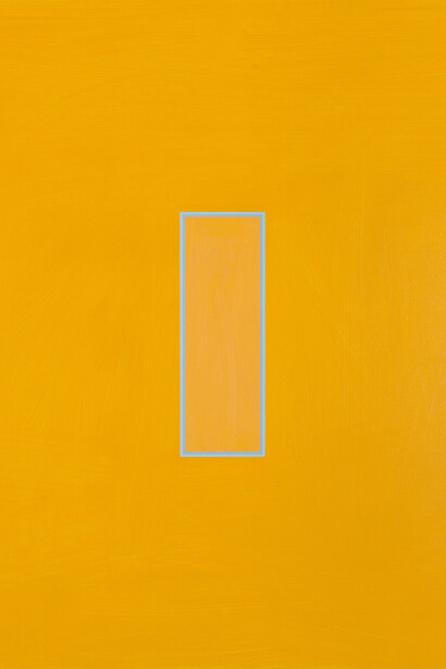Luke Frost, Deep Primary Cyan Volts, 2014, Acrylic on Alumininum, 33 x 33 inches (84 x 84 cm)
